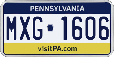 PA license plate MXG1606