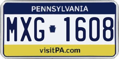 PA license plate MXG1608