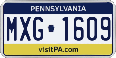 PA license plate MXG1609