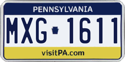 PA license plate MXG1611
