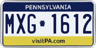 PA license plate MXG1612