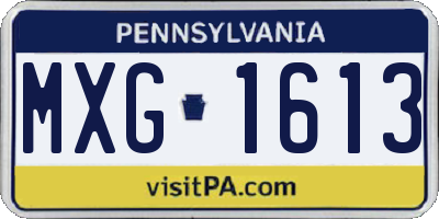 PA license plate MXG1613