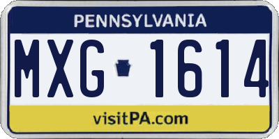 PA license plate MXG1614
