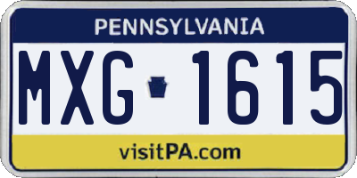 PA license plate MXG1615