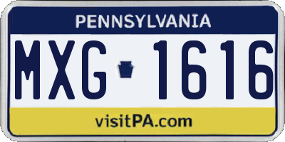 PA license plate MXG1616