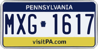 PA license plate MXG1617