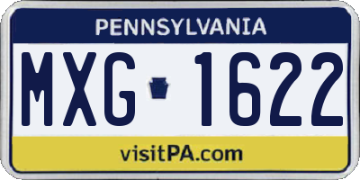 PA license plate MXG1622