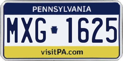 PA license plate MXG1625