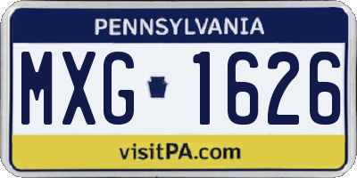 PA license plate MXG1626