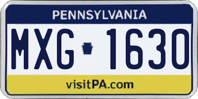 PA license plate MXG1630