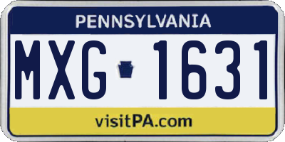 PA license plate MXG1631