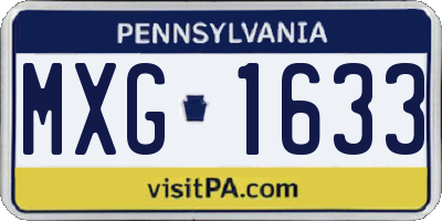 PA license plate MXG1633