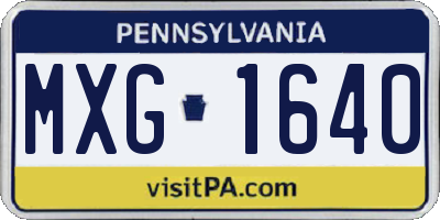 PA license plate MXG1640