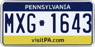 PA license plate MXG1643