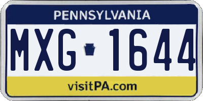 PA license plate MXG1644