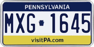 PA license plate MXG1645