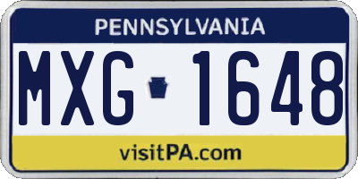 PA license plate MXG1648