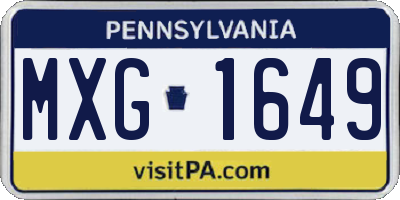 PA license plate MXG1649
