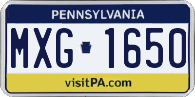 PA license plate MXG1650