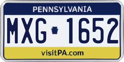 PA license plate MXG1652