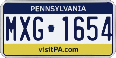 PA license plate MXG1654