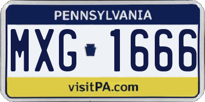 PA license plate MXG1666