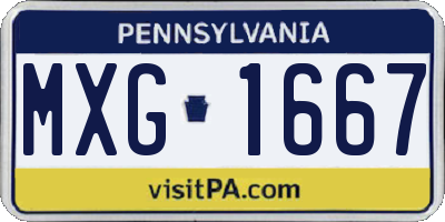PA license plate MXG1667