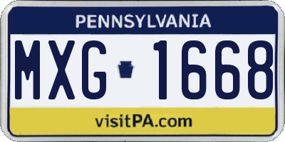 PA license plate MXG1668