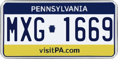 PA license plate MXG1669