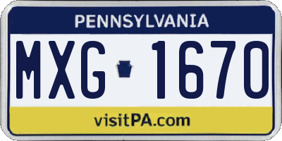 PA license plate MXG1670