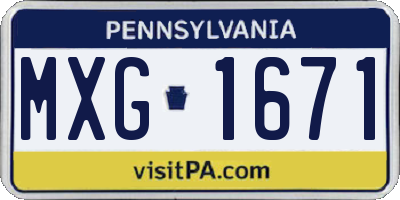 PA license plate MXG1671