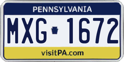 PA license plate MXG1672