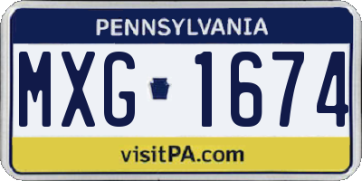 PA license plate MXG1674