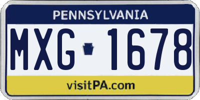 PA license plate MXG1678
