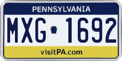 PA license plate MXG1692