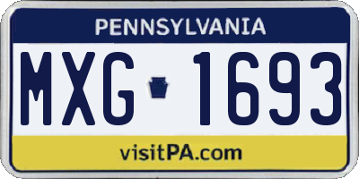 PA license plate MXG1693