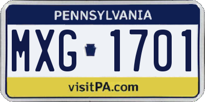 PA license plate MXG1701