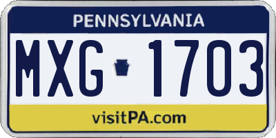 PA license plate MXG1703