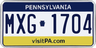 PA license plate MXG1704