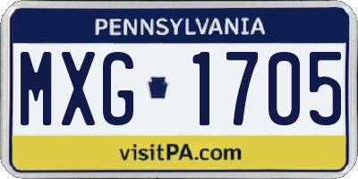 PA license plate MXG1705