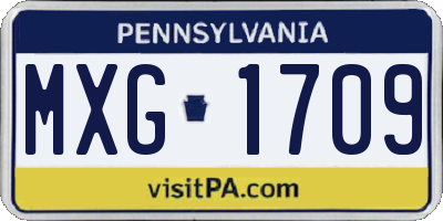 PA license plate MXG1709