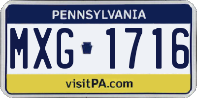 PA license plate MXG1716