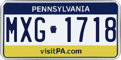 PA license plate MXG1718