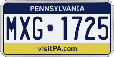 PA license plate MXG1725