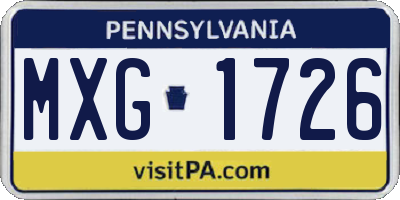 PA license plate MXG1726