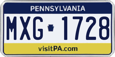 PA license plate MXG1728