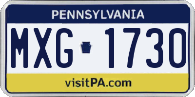 PA license plate MXG1730