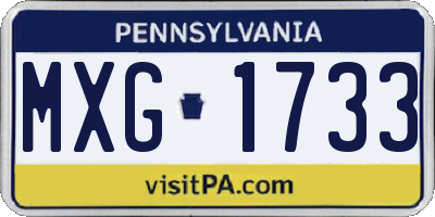 PA license plate MXG1733