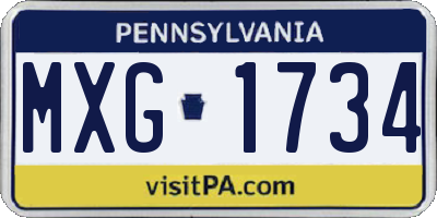 PA license plate MXG1734