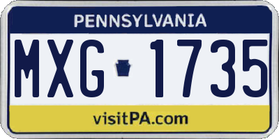 PA license plate MXG1735